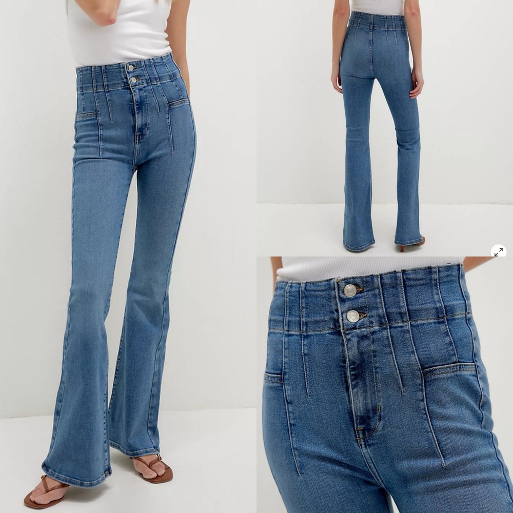 Free People We The Free Jayde Flare Jeans Super High-Rise size 29 - Picture 3 of 16